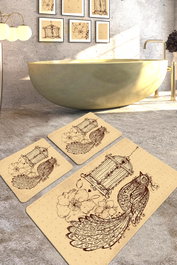 Mijölnir Juego de alfombrillas de baño de 3 piezas Camel y Marrón